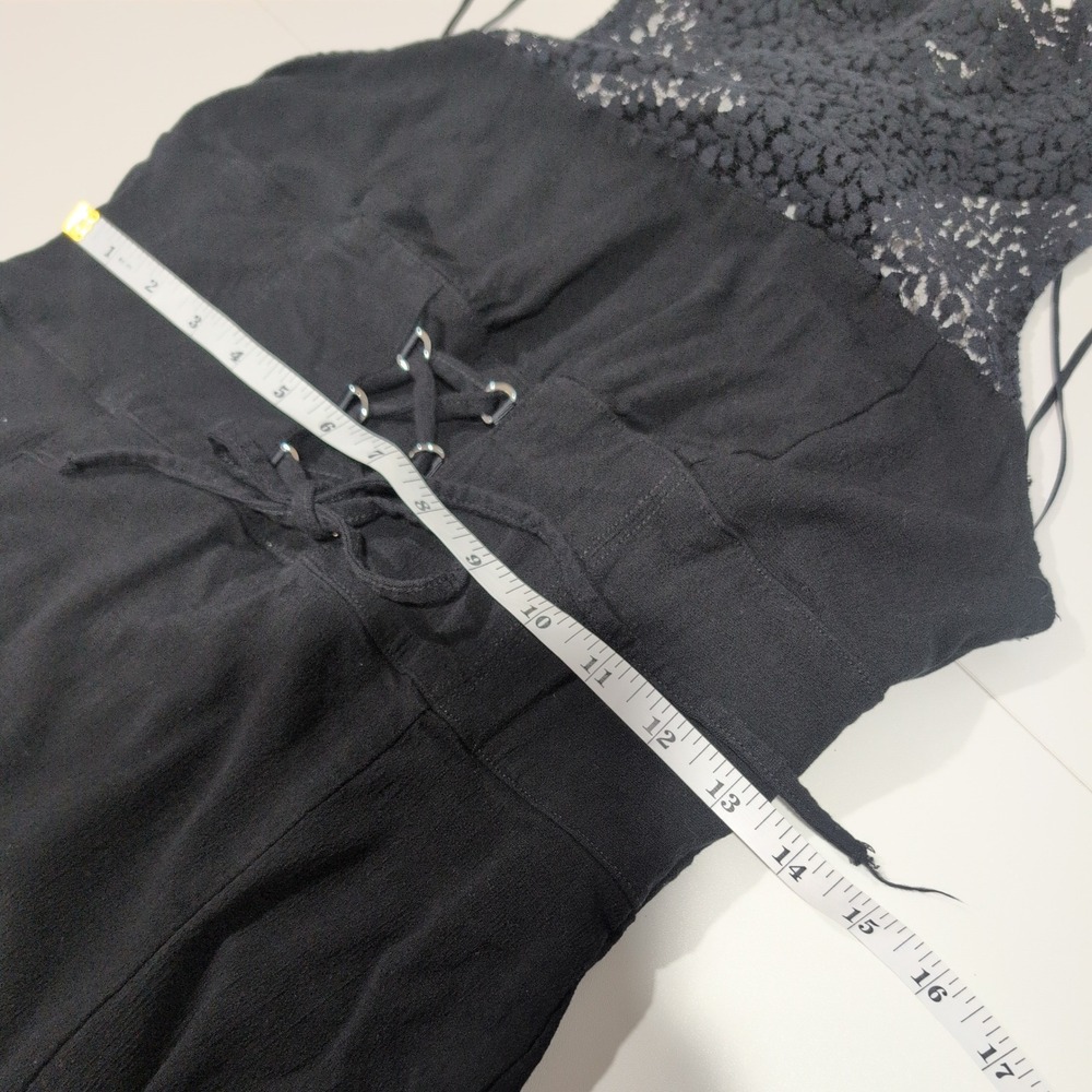 Intimately Free People Black Lace Mock Neck Corset Mini Dress Open Back Medium - Picture 9 of 11
